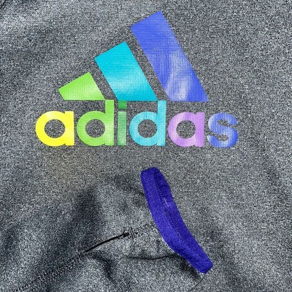 Adidas LBGTQ Gay fleece hooded Rainbow print hoodie sweatshirt thumb cut outs M - Picture 2 of 5